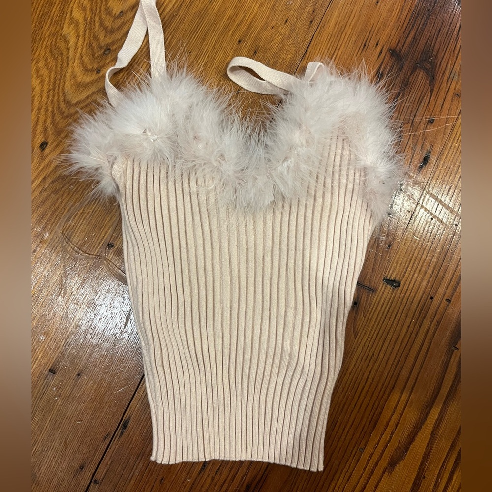 NWT M Fuzzy Cream Colored Fun Tank Top